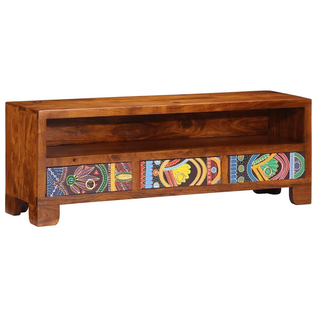 Mueble TV multicolor 110 x 30 x 40 cm, madera acacia maciza