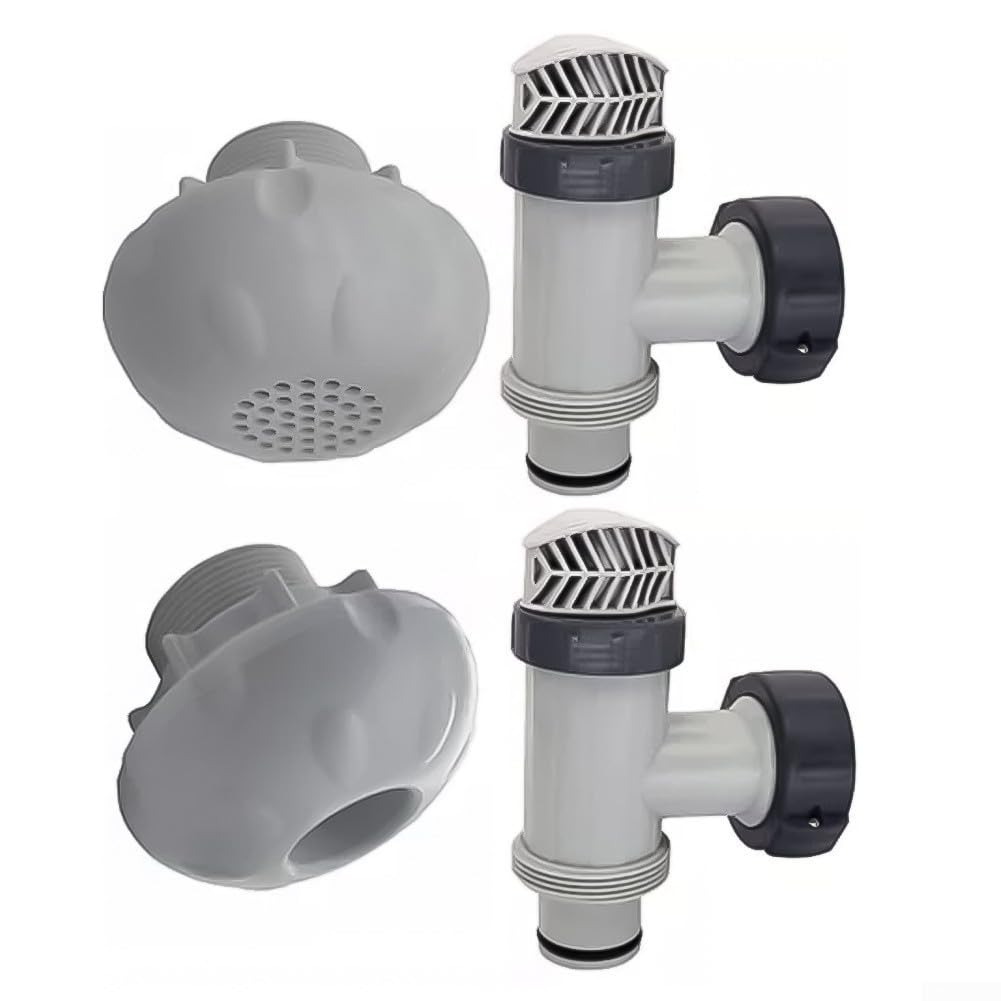 Valvola a stantuffo per piscina, ugello di ingresso e filtro di uscita da 3,8 cm per Intex 28633EG 28635EG, confezione da 4 pezzi di parti per piscina fuori terra (2 set)
