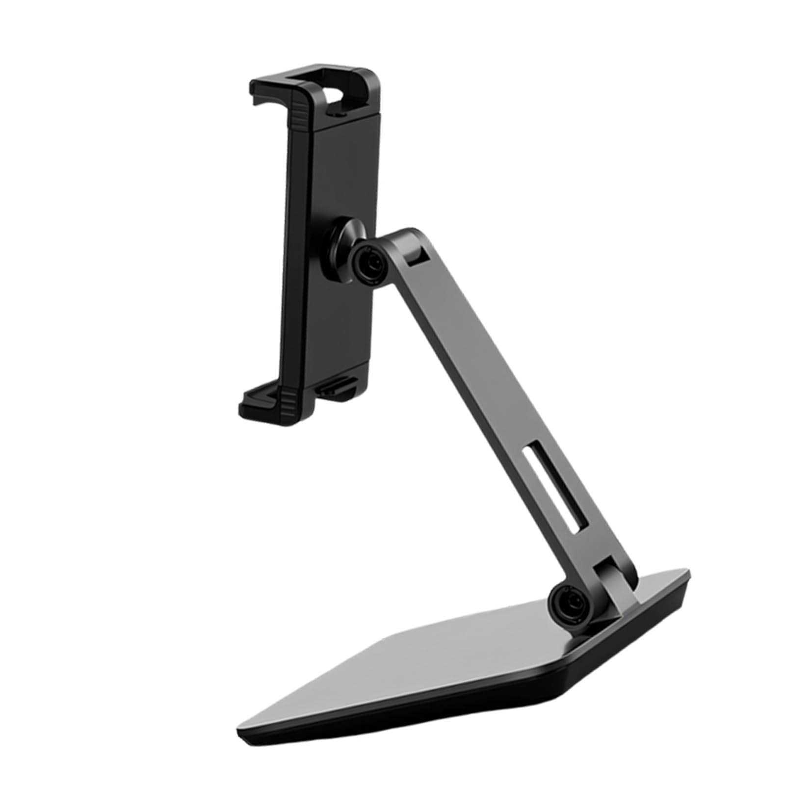 Zusammenklappbarer Aluminium-Tablet-Ständer mit 360-Grad-Drehung und sicherer Klemme für Heimbüros oder Arbeitszimmer, Schreibtischhalterung