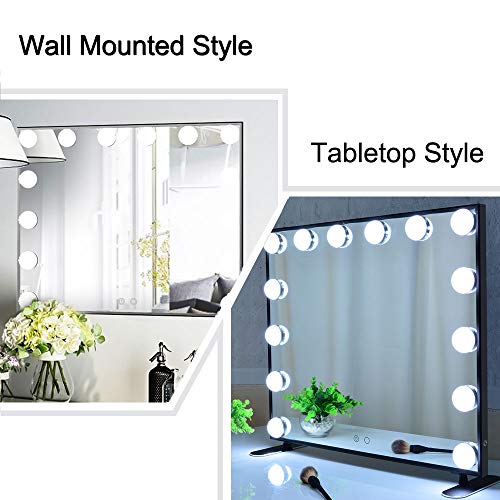 Vanity Mirror with Lights,Hollywood Lighted Mirror with Dimmer Bulbs,Tabletop or Wall Mounted Vanity Makeup Mirror Smart Touch Control (Black) - Thumbnail 5