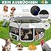 LOVPET® Welpenlaufstall Tierlaufstall Faltbar für Kleintiere Hunde, Katzen Inkl. Hundenapf und Fleece Decke Hundelaufstall Freigehege Oxfordgewebe Pop-up System Indoor & Outdoor, Hellgrau/Schwarz