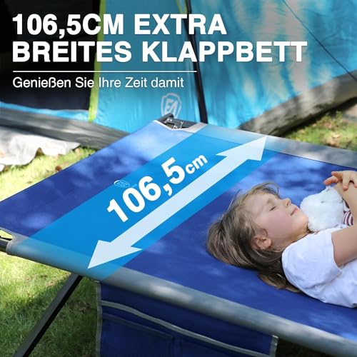 EVER ADVANCED Feldbett Klappbar 214cm x106cm 300KG Belastbar Klappbett XXL Groß & Breit Stabiles Campingbett für Camping Reisen Indoor Outdoor Strand und Garten
