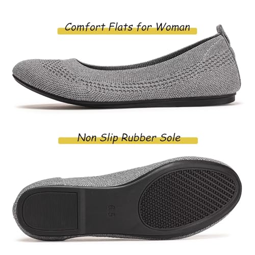 Image of Frank Mully Women's Ballet Flats Round Toe Walking Flats Slip On Work Shoes Knitted Flats Shoes for Woman Soft Lightweight