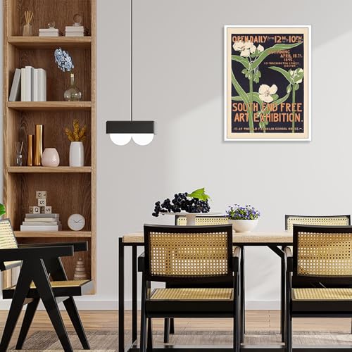 vintage South End Free Art Exhibition posters Minimalism Room Aesthetics canvas wall art Floral Green Plants Exhibition prints painting For Home Bedroom Dorm wall Decor 12x16in Unframed