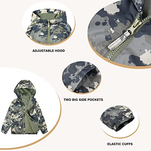 SUNDAY ROSE Boys Rain Jacket Lightweight Breathable Raincoat Waterproof Hooded Windbreaker For Kids4