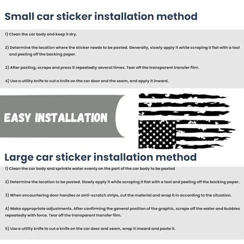 Image of 1 PC Distressed American Flag Vinyl Decal, 20.47x11.81 Inch US Flag Truck Tailgate Decal, Universal for Pickup Truck Tailgate Car Door Sides Windshield Decoration (Black)