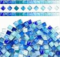 LITMIND 1200pcs Blue Mix Crystal Glass Mosaic Tiles – 0.4 Inch Square Bulk Mosaic Supplies for Crafts & DIY Projects