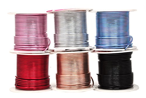 Mandala Crafts Anodized Aluminum Wire for Sculpting, Armature, Jewelry Making, Gem Metal Wrap, Garden, Colored and Soft, Assorted 6 Rolls (14 Gauge, Combo 8)