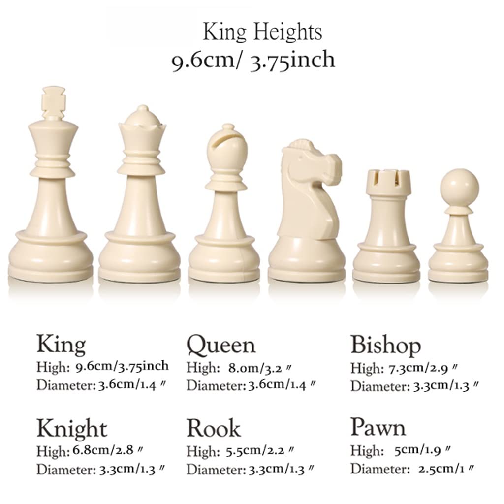 Schachspiel-Set, Schachspiel, Schachbrett-Set, nicht magnetisches Schachbrett-Set, 18,9-Zoll-Schachspiel, Schachspiel aus Kunststoff for Erwachsene und Erwachsene, tragbares und faltbares Bretts