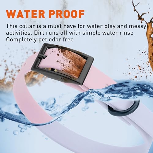 Image of Dogline Biothane Waterproof Dog Collar Strong Coated Nylon Webbing with Black Hardware Odor- Proof for Easy Care Easy to Clean High Performance Fits Small Medium or Large Dogs, Pastel Purple