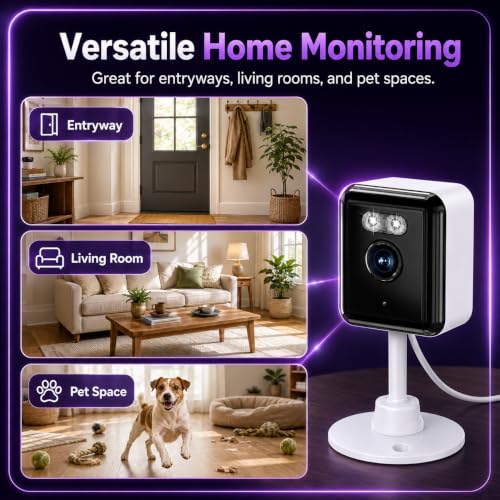Gianteye 2K Indoor Security Camera (2-Pack), Dual-Band 2.4/5GHz WiFi Pet & Baby Monitor, AI Event Detection with Smart Search, Color Night Vision, 2-Way Audio, Human Detection, US App - image 4