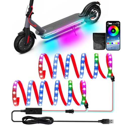 Keiurot Scooter LED Light Strips for Night Riding 5V High Bright Skateboard Lights APP Control RGBIC Waterproof Electric Scooter Accessories 2 in 1