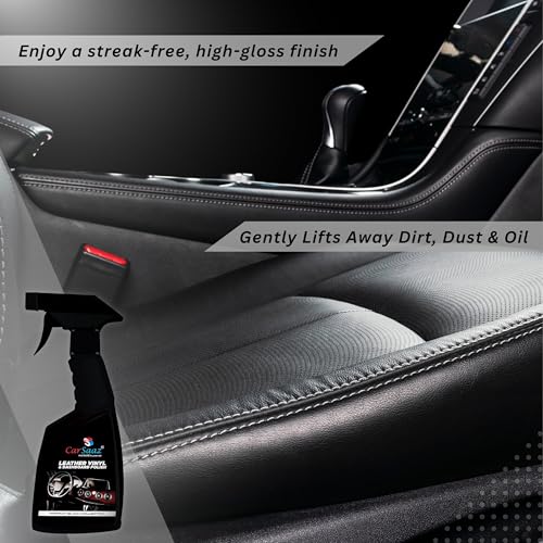 Image of CAR SAAZ Car Dashboard Polish 380 ML with Microfiber Cloth | Car Interior Dashboard, Leather & Vinyl Polish | Polish for Car Interior, Seats Covers, Door Panels and More