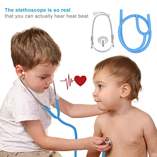 Tresbro Doctor Kits For Kids, Wooden Dentist Tool Toys For Toddlers, Boys & Girls 3 Years Old & Up, Pretend Play Medical Doctor Set With Realistic Stethoscope That Promotes Thinking Skills & Education #TOP2