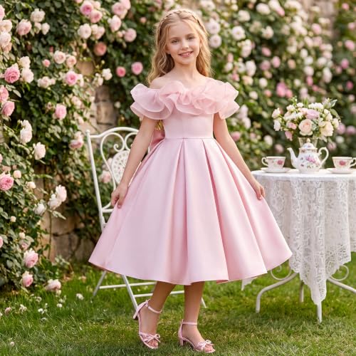 Image of Furdeour Heels for Girls Dress Shoes Bow Sansals Flower Girl Big Kids Teen