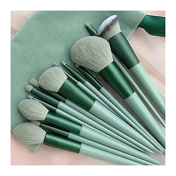 Alkaf 13pc Makeup Brush Set with soft fluffy pouch cosmetic makeup