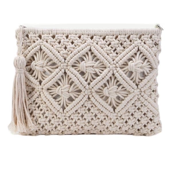 TheTopKnott Womens Casual Bohemian Straw Bag, Solid Oclro Hollow Patten Woven Square Bag, Travel Crossbody Purse, Beige (B0CV9PY2G1) Amazon Price History, Amazon Price Tracker