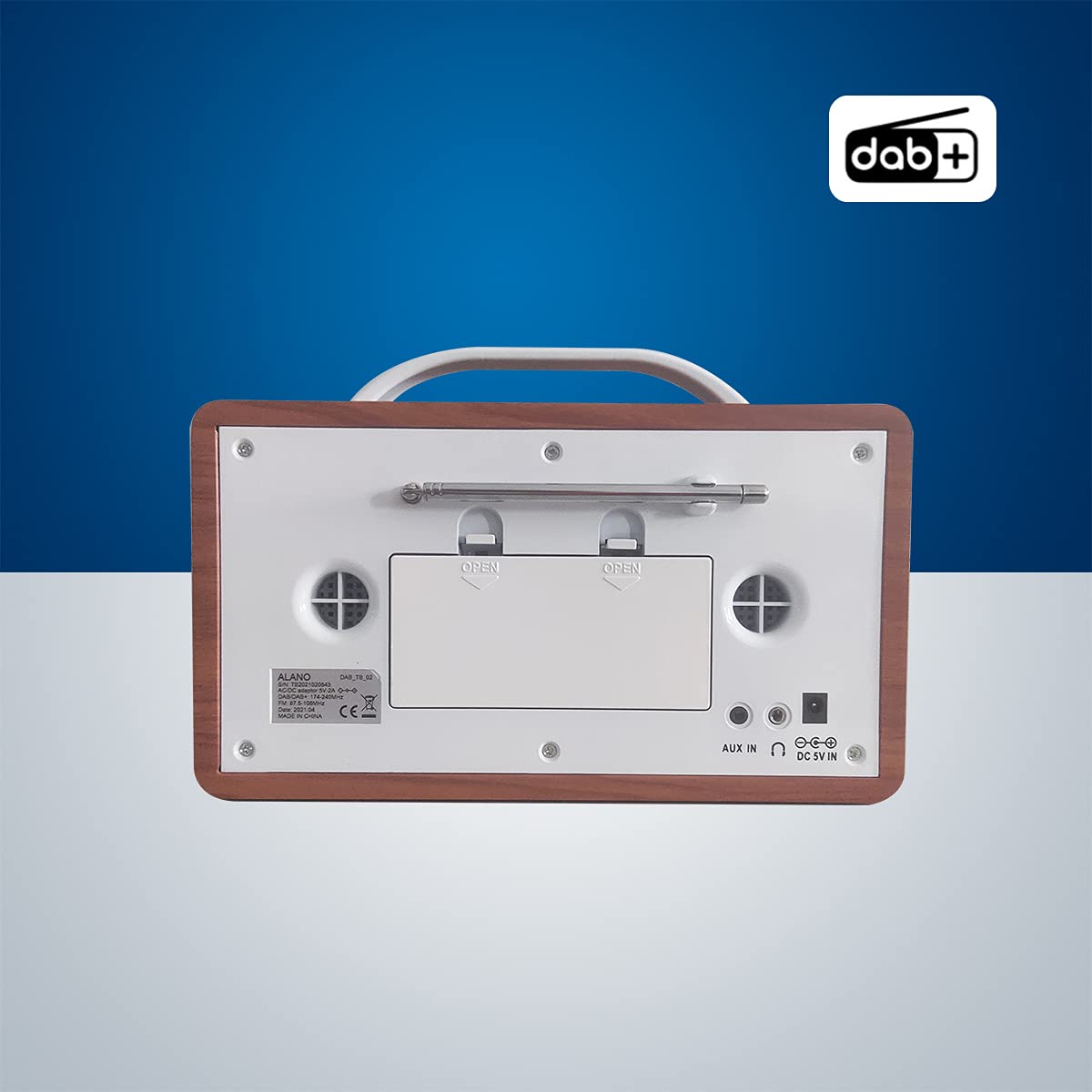 ALANO FM/Dab Radio/Bluetooth/AUX in draagbare houten Dab-radio met 2,4