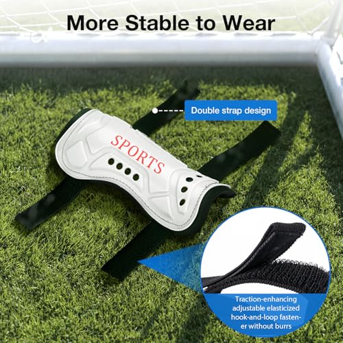 2 Pairs Soccer Shin Guards for Toddler Kids Youth, Soccer Shin Pads with Adjustable Double Strap for 3-14 Years Old Boys Girls Child Teens — view 3
