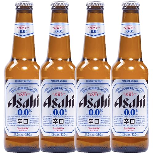 Asahi 4 Pack Super Dry 0.0% Alcohol Free Lager | 12oz Bottles | Zero Alcohol Beer | Made in Japan