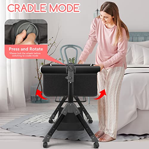 Obleba Baby Bassinets, Bedside Crib, Bedside Sleeper For Infants With Storage Basket Wheels And Mosquito Nets, Adjustable Bassinet For Newborns(Dark Grey) #TOP2