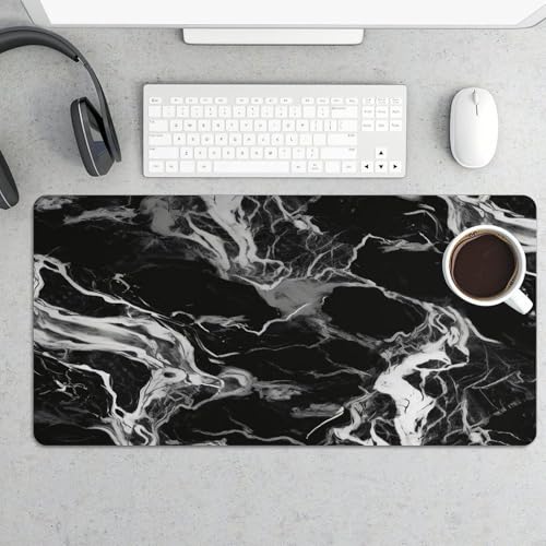 Desk Pad Grande Mármol Negro y Blanco Impermeable miniatura 5