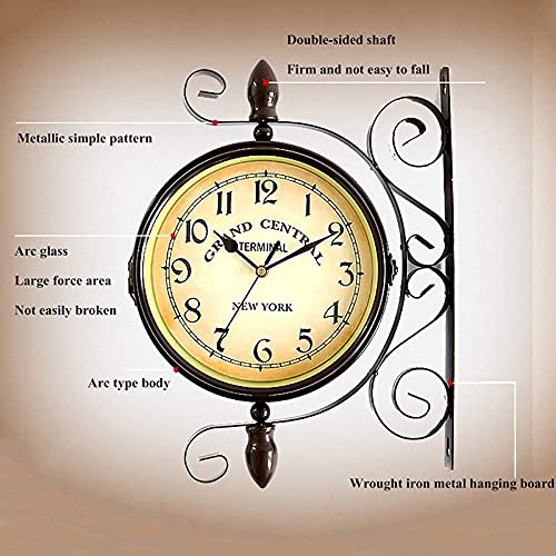 Horloge de jardin extérieure double face 8 pouces avec support