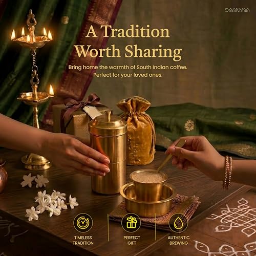 Image of Premium Brass Coffee Filter Machine | Reusable Traditional Coffee Maker for Strong Filter Kaapi | Kitchen & Dining Essentials (200 ML)