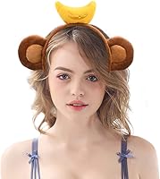 Vista 32 de HODRME - Diadema de orejas y cuernos de animales de felpa, para Halloween, Navidad, festival, fiesta temática de animales, cosplay, o disfraz