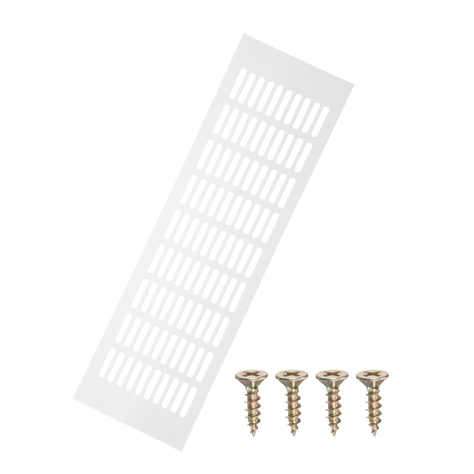 PATIKIL 20 x 6 Inch Door Air Vent Cover, Aluminum Grille Ventilation Cover with Mounting Screws for Cabinet Wardrobe Ceiling Door, White