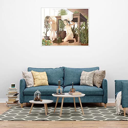 Jianchj Table Canvas Prints Greenhouse Girl And Hide Poster Wall Art For Home Office Bedroom Decorations Unframed 10"X8" #TOP3
