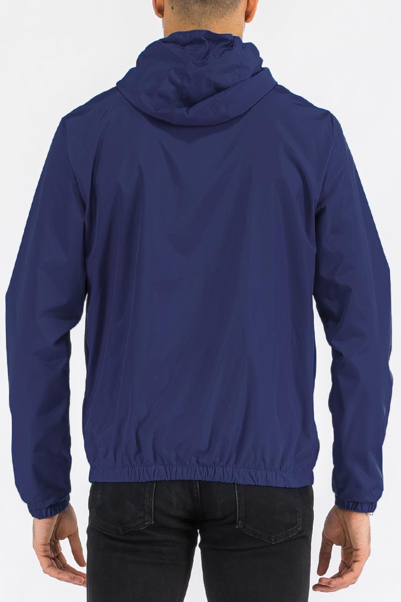 WEIV GEAR Men's Full Zip Hooded Lightweight Windbreaker Anorak Jacket
