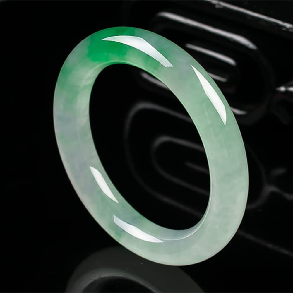 Brazalete De Jade Para Mujer, Color Verde Auténtico Chino Con Certificado, Flores Flotantes De Hielo, Barra Redonda Fina, Joyería De Jadeíta (54 Mm)