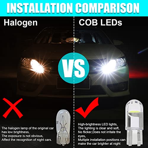 Belomi 30 Pcs Led Light Bulbs 6000K, Waterproof 194 Wedge Cob Led W5W Replacement Bulbs, Error Free Interior Bulbs Car Accessories, Dome Map License Plate Glove Box Light, Trunk Lights(Pink Purple) #TOP2