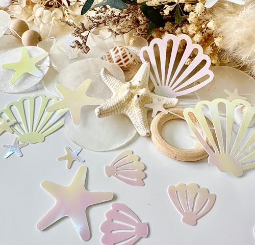 Image of Seashell Confetti Table Decor,200PCS Pink Mermaid BIrthday Party Confetti | Ideal Decor for Mermaid Birthday,Summer Beach Themed,Baby Shower,Starfish Ocean Party Decorations