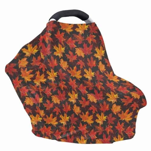 Image of Coldinair Fall Leaves Multifunctional Nursing Cover Multi Use Cover for Baby Floral Car Seat Canopy Shopping Cart Cover,Stroller Cover