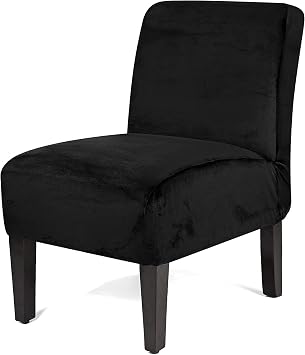 Velvet Armless Accent Chair Slipcovers, Stretch Armless Chair Cover Soft Slipcover for Slipper Chair Without Armrest Washable Furniture Protector Cover for Living Room Bedroom