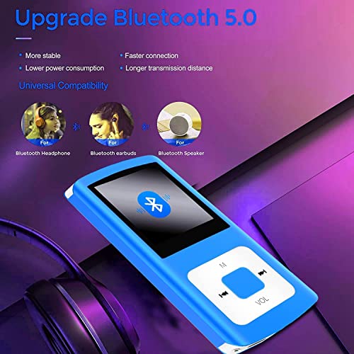 Mp3 Player, Mp3 Players With Bluetooth,Frehovy Music Player With 16Gb Memory Sd Card With Photo/Video Play/Fm Radio/Voice Recorder/E-Book Reader (Sky Blue) #TOP1