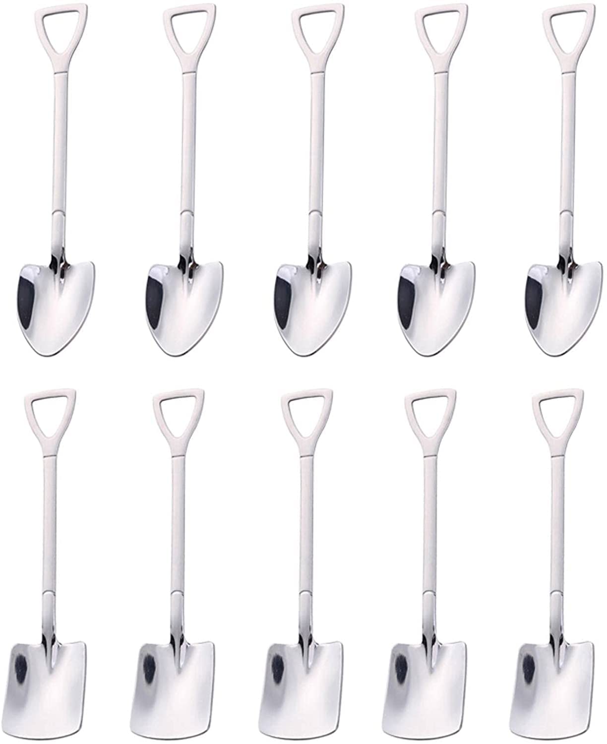 Löffel Restaurants 10. Stck Edelstahlschaufel Kaffee Löffel Kreative Schaufel Scoop Teelöffel Eisdessert Geburtstagsgeschenk Geschirr Esslöffel Hause(Gold Square Spoon)
