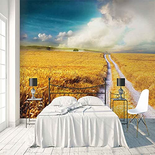 Poster mural de qualité HD champ de blé 3D en canevas auto-adhésif