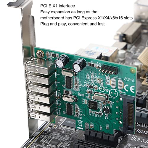 Image of Dilwe PCIE to USB Expansion Card 6 Ports, 480Mbps USB2.0 PCI Express Expansion Card USB Card for Desktop PC, for Windows 10, 8.1, 8, 7, XP, Vista