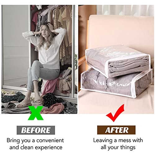 50 Pieces Clear Vinyl Zippered Storage Bags Bulk 15 X 11 X 4 Inches Clear Plastic Storage Bags With Zipper For Bedding Sheets Comforters Clothes Duvet Covers Blankets Linen Closet #TOP2