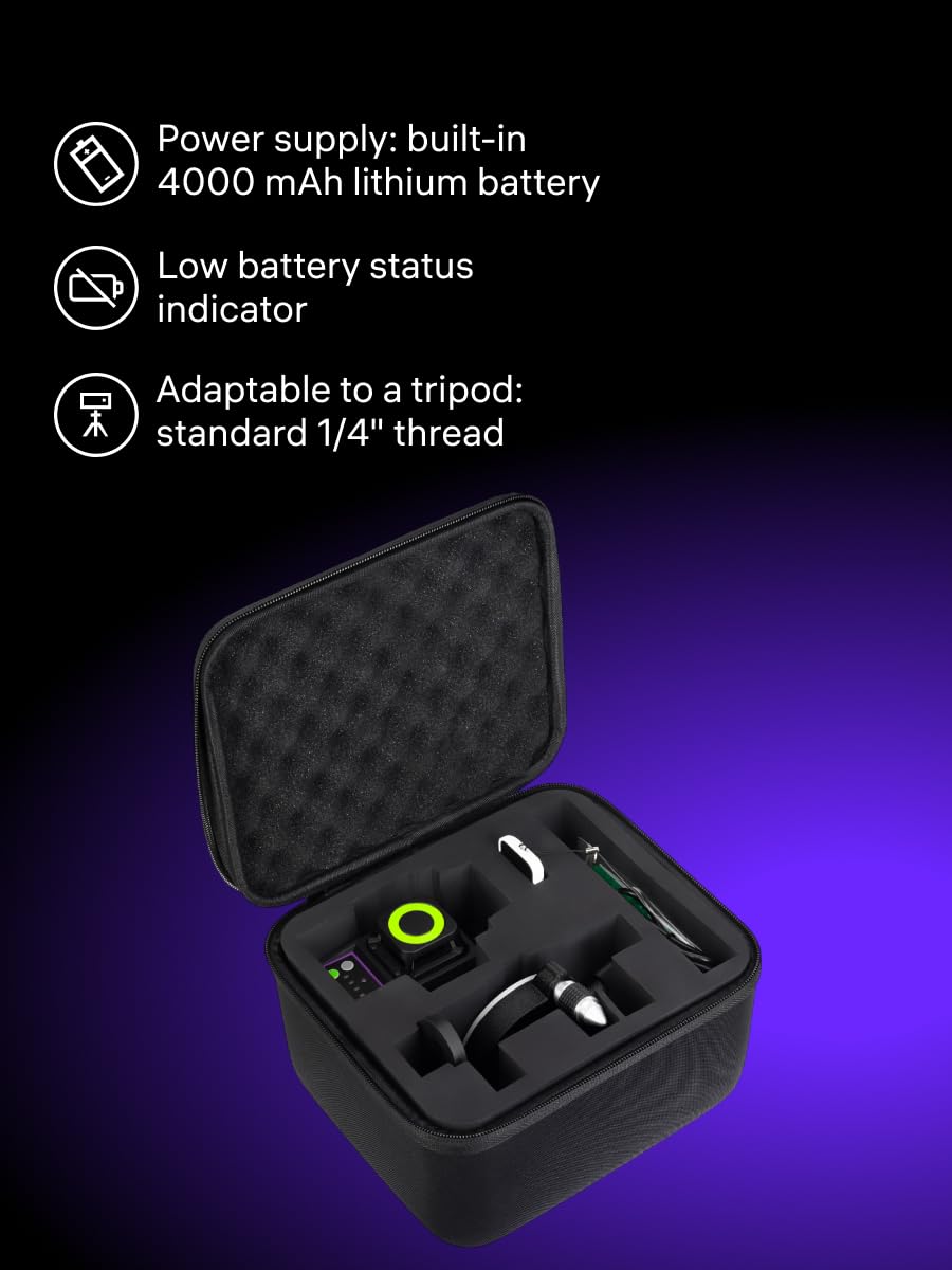 PRO LV50 Livella Laser Verde Autolivellante Modalità Impulsi 30 m 3D 12 Linee — 360° — IP54 Telecomando Ricaricabile Base Treppiede Piastra Bersaglio Staffa Tipo C Inclusa