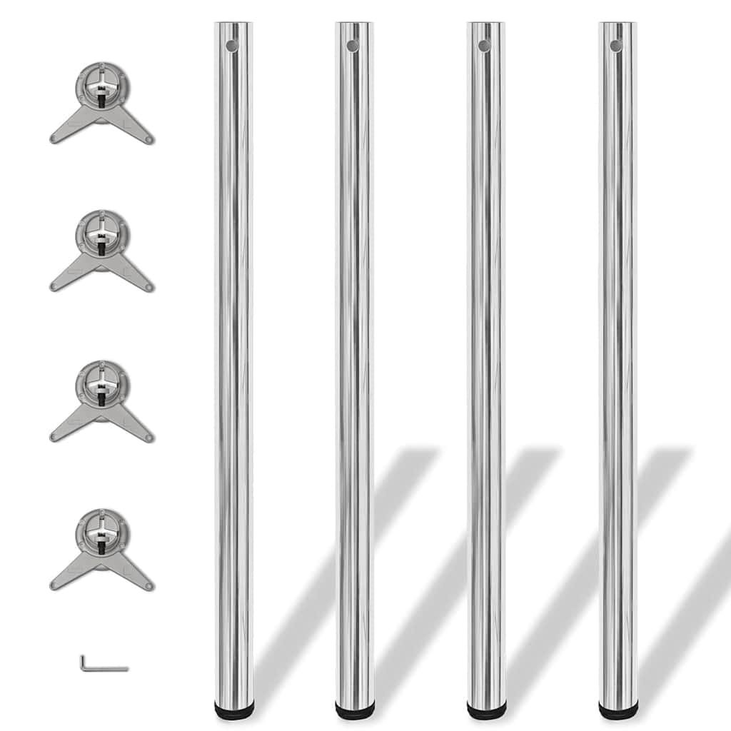 4 gambe da tavolo, 1100 mm, regolabili in altezza, cromate, per tavoli e banconi