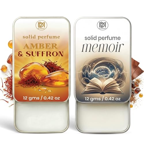 Image of Dr.Mashur Solid Perfume |Amber & Saffron&Memoir Alcohol Free Wax Perfume Balm, Long Lasting | Pocket Tin 12g, Pack Of 2| Non Greasy Smooth Glide, Travel Friendly Unisex Gifts He Or Her