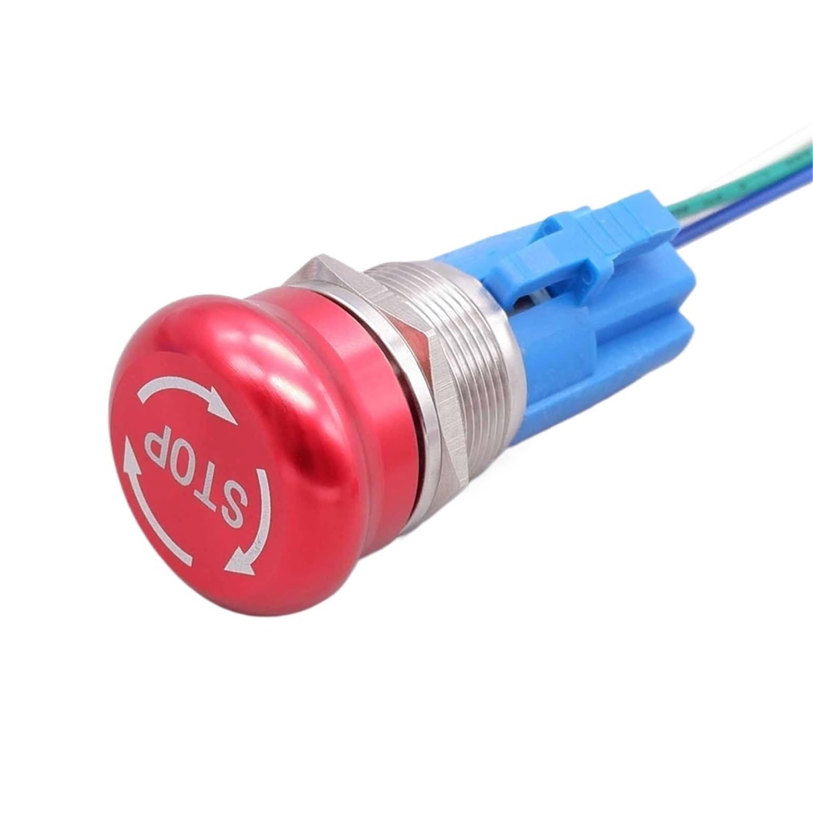 Metalowy wyłącznik awaryjny, przycisk grzybkowy ze strzałką, przełącznik obrotowy, wodoodporny IP66, 1NO, 1NC, 2NO, 2NC, 22 mm, 1 szt. (22 MM_2NO2NC_WITH CONNECTOR)
