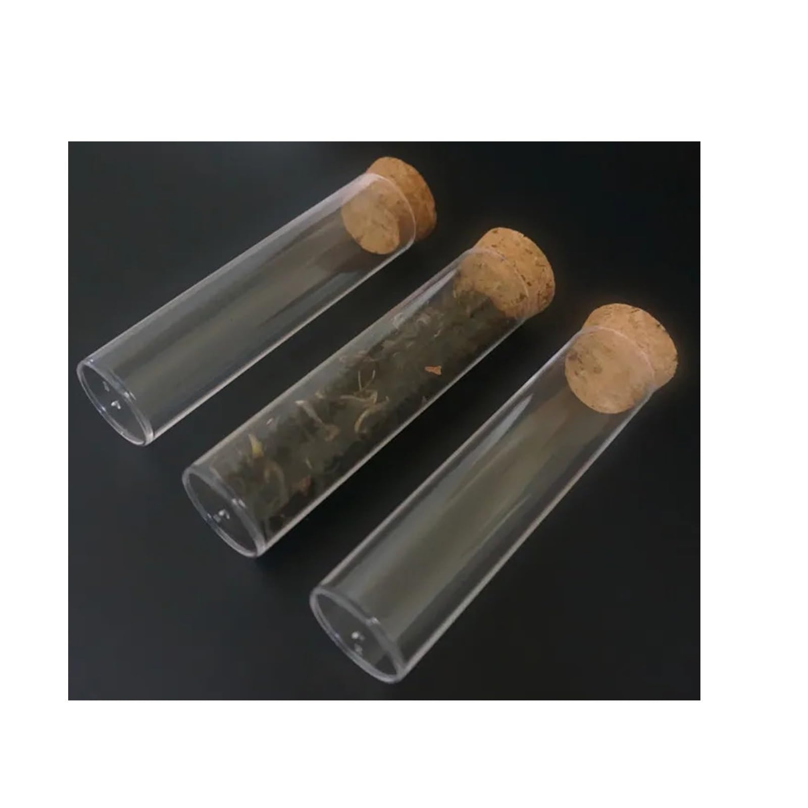 MENGKE 50 Piezas/lote 25x95 Mm 35 Ml Tubo De Plástico De Fondo Plano Tubo De Ensayo De Plástico Duro Transparente Con Corcho Frasco De Recuerdo De Boda