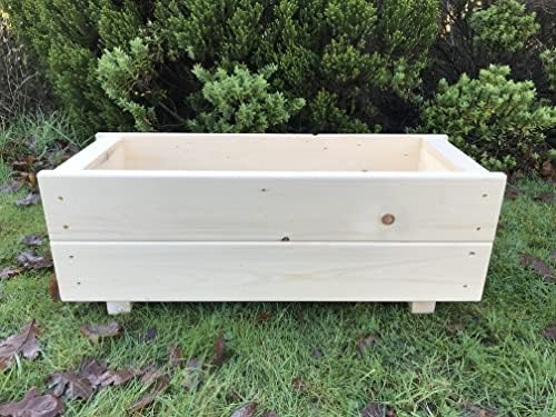 Ruddings Wood Wooden Garden Trough Planter Basket Patio Timber Flower Wood Plant Pot Rectangular Planter Box Unstained, Natural