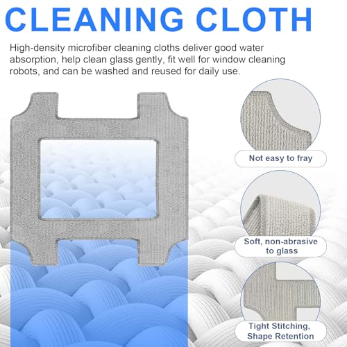 Image of Cleaning Rag for ECOVACS WINBOT W2S / W2S Omni Window Cleaning Robot, Washable and Reusable W2S Mop Pad Accessories 12 Pcs