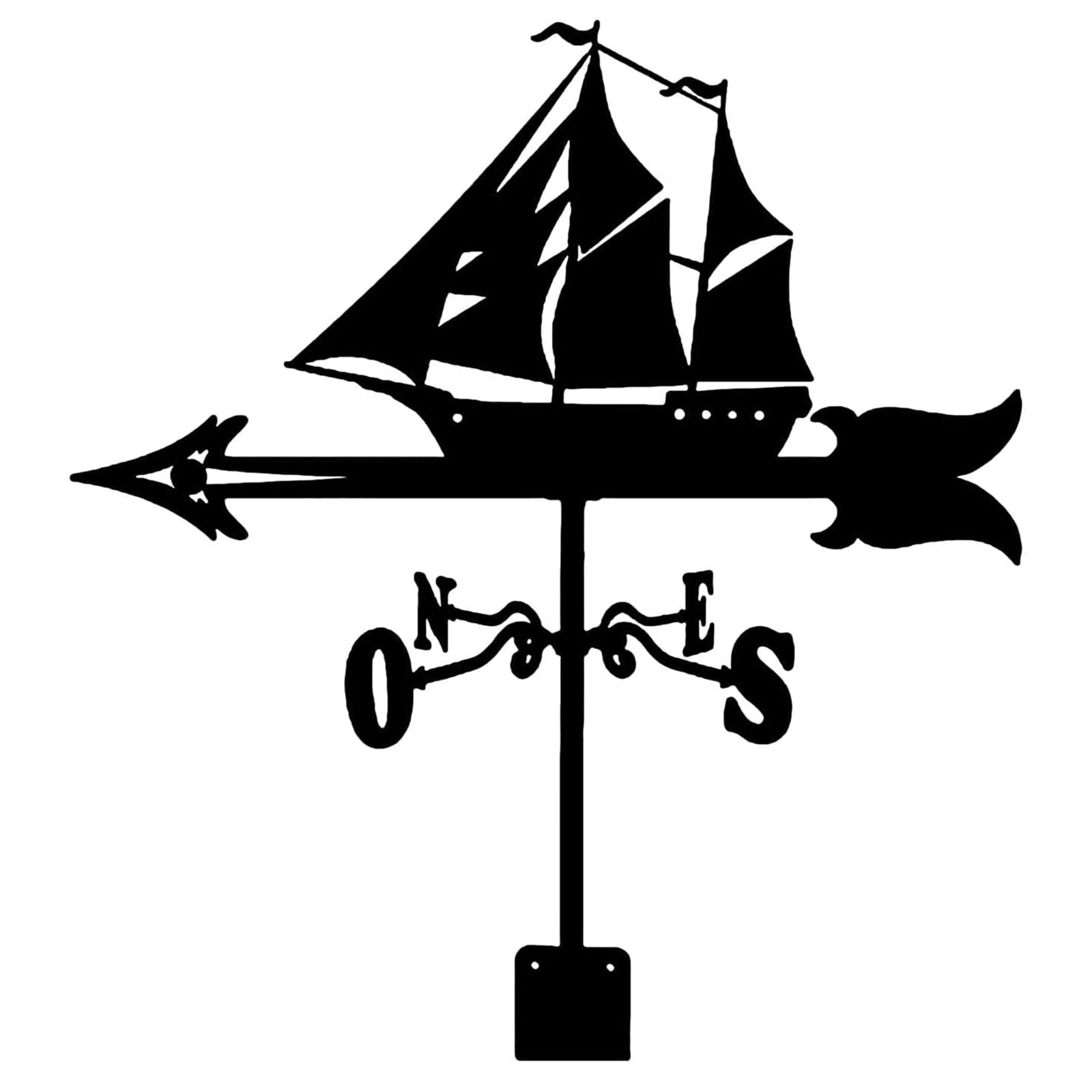 WIQUYBML Sailboat Weathervane Metal Stainless Steel Wind Vane Weathercock Direction Indicator for Garden Yard Ornament